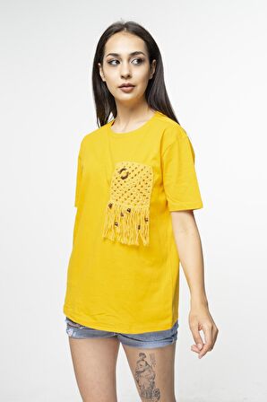 KROŞE ÖRGÜ DETAYLI T-SHIRT